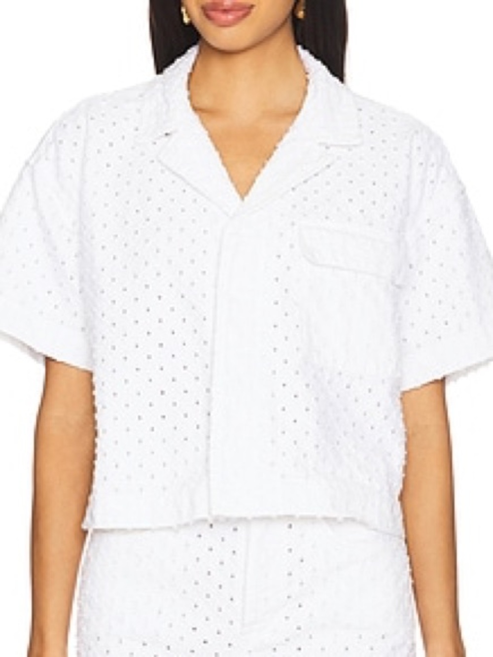 Favorite Daughter White Eyelet Button Front Blouse